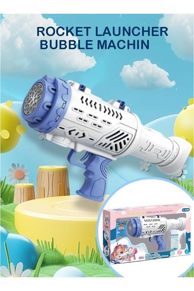 Rocket Launcher Bubble Machine – Blue Color, Automatic Bubble Blower Toy for Kids, Outdoor Party & Play Fun  - Image 1