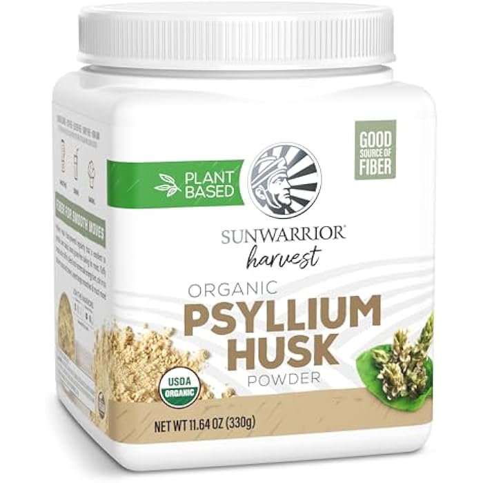 Sunwarrior Organic Psyllium Husk Powder – Plant-Based Fiber for Gut Health & Regularity – Supports Digestion & Satiety – Certified Organic, Gluten-Free, Non-GMO, Keto-Friendly – 11.6 oz - Image 1