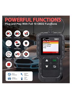 Launch Creader 3001 OBD2 Scanner Automotive Car Diagnostic Check Engine Light O2 Sensor Systems OBD Code Readers Scan Tool for All OBDII Protocol Cars Since 1996  - Image 2