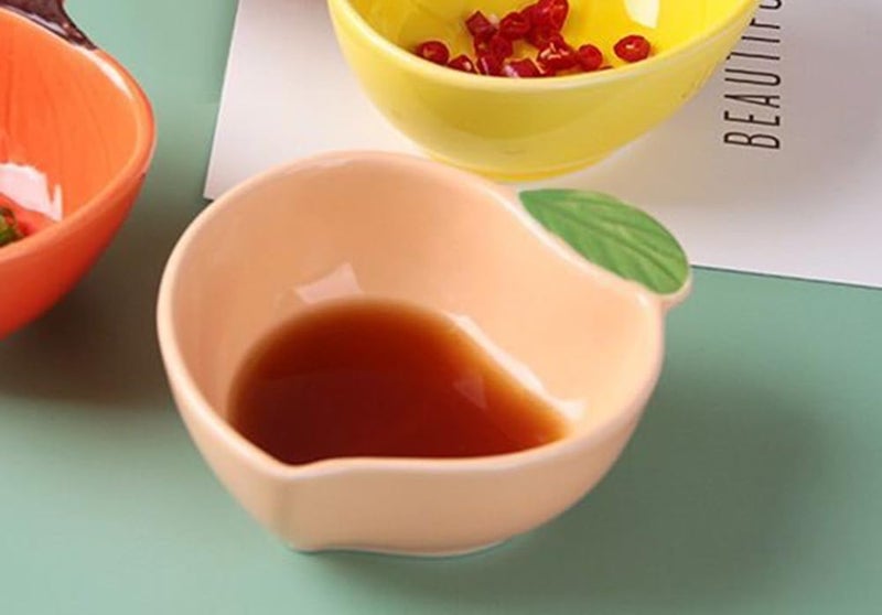 Mozacona 4pcs Ceramic Appetizer Plates Peach Shape Side Dishes Seasoning Plates - Image 4