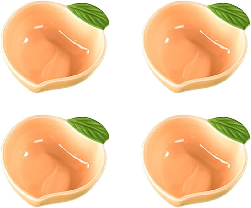Mozacona 4pcs Ceramic Appetizer Plates Peach Shape Side Dishes Seasoning Plates - Image 1