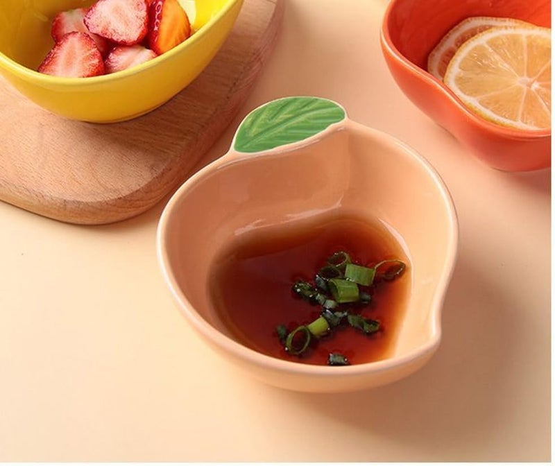Mozacona 4pcs Ceramic Appetizer Plates Peach Shape Side Dishes Seasoning Plates - Image 3