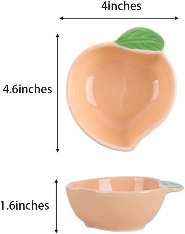Mozacona 4pcs Ceramic Appetizer Plates Peach Shape Side Dishes Seasoning Plates - Image 2