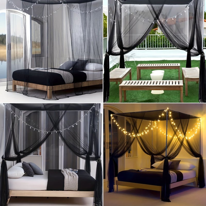 Black Extra Large Camping Mosquito Net Indoor Outdoor Curtain Dense Mesh Suitable for Bedroom Camping Living Room Yard Easy to Install Machine Washable 190 230 260 Centimeter - Image 5