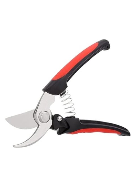 Scissors Stainless Steel Pruning Shears, Premium Heavy Duty Ultra Sharp Multi-purpose, Hand Pruning Scissors, Snip Leaf Trimmer, Branch Clippers, with Handle for Garden - Black & Red.