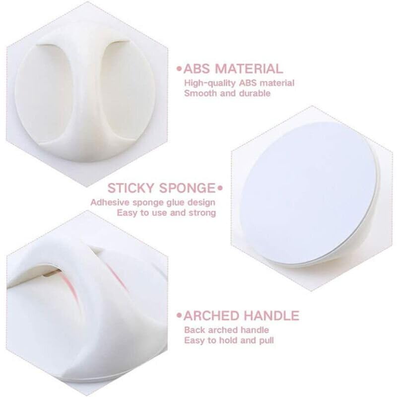 Potency 3Piece Cabinet Drawer Handles Self Adhesive Glass Door Window Pulls Adhesive Handle Household ABS Multi-Purpose Cupboard Furniture for Bathroom Kitchen (White) - Image 2