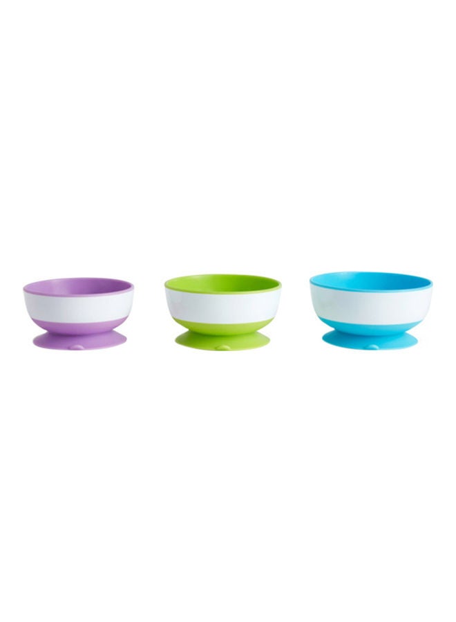 Munchkin Pack Of 3 Stay Put Suction Bowls- (Blue/Green/Purple) - Image 1