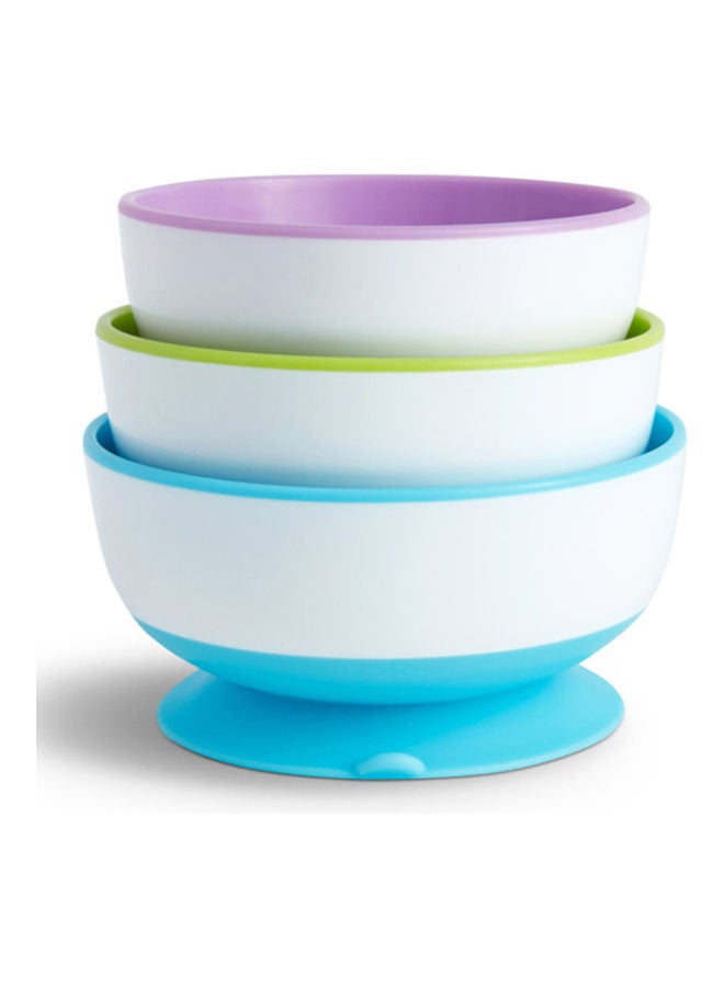 Munchkin Pack Of 3 Stay Put Suction Bowls- (Blue/Green/Purple) - Image 2