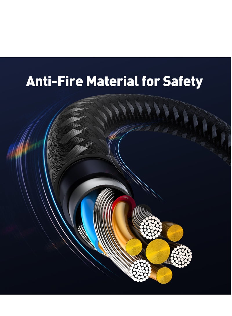 JODA 60W USB-C to Lightning Nylon Braided Cable - 2M Length - Black - Image 4