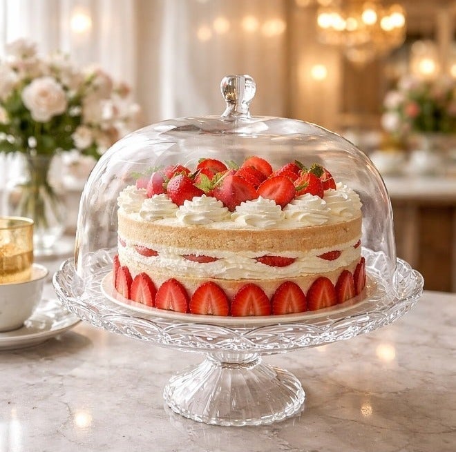 TALIONA Glass Cake Stand with Dome Lid 31cm – Elegant Transparent Cake Display Stand with Cover, Pedestal Dessert Server for Cakes, Cupcakes, Pastries, Ramadan & Party Decoration - Image 3