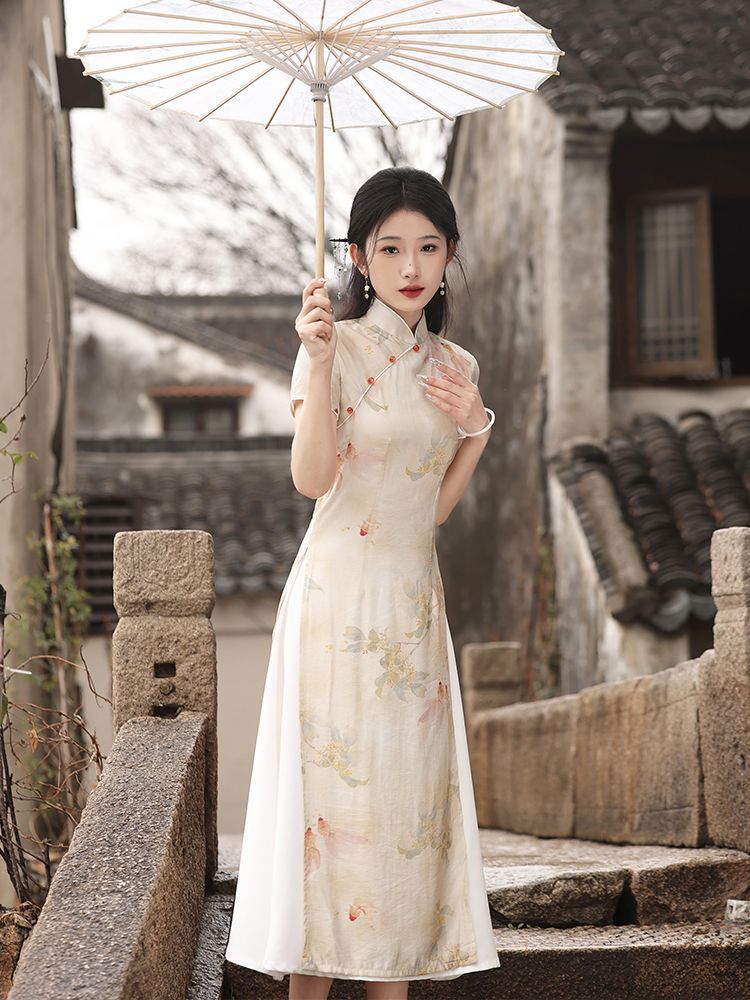 Aodai Koi Gui Cheongsam College Entrance Examination To Send Test Daily Wear Improved Dress New Chinese Style Summer - Image 2