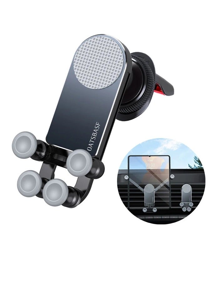 Oatsbasf Car Phone Holder Air Vent, Folding Screen Phone Mount Cradle Bracket, Shockproof And Freely Retractable Long Arm Suction Cup Car Phone Mount For Foldable Dual Screen Smartphones, (Black) - Image 1