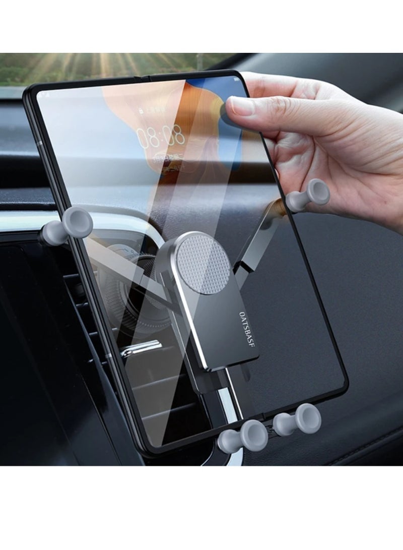 Oatsbasf Car Phone Holder Air Vent, Folding Screen Phone Mount Cradle Bracket, Shockproof And Freely Retractable Long Arm Suction Cup Car Phone Mount For Foldable Dual Screen Smartphones, (Black) - Image 2
