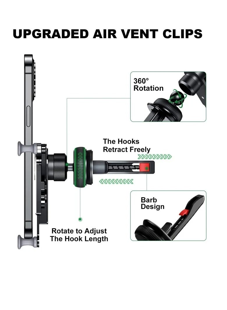 Oatsbasf Car Phone Holder Air Vent, Folding Screen Phone Mount Cradle Bracket, Shockproof And Freely Retractable Long Arm Suction Cup Car Phone Mount For Foldable Dual Screen Smartphones, (Black) - Image 5