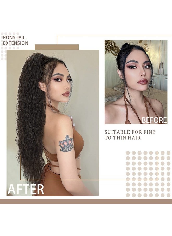 KooKaStyle - Ookastyle Ponytail Extension Drawstring Ponytail Clipin Long Wavy Synthetic Curly Hairpieces For Women And Girls (30 Inch Brunette Brown) - Image 1