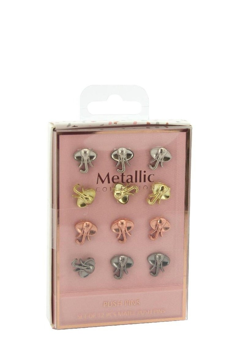 ROCO Metallic Pushpins Metal Assorted Color