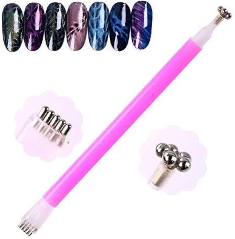 Nail Art Magnet - Double-Sided Magnetic Pen for Polish Decoration Featuring Advanced Flower Design for Smoother, More Refined Nail Finishes