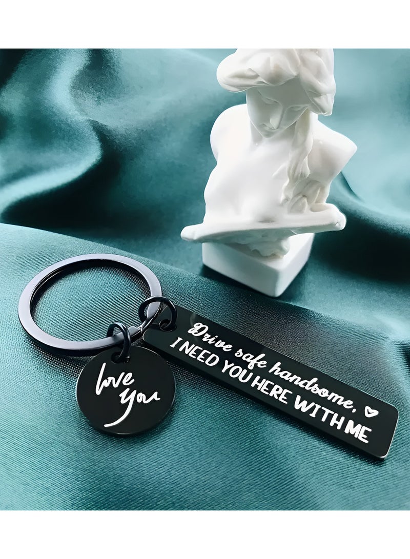 I Love You, I Need You Here with Me" Engraved Stainless Steel Keychain – Sentimental Gift for Him | Romantic Keepsake for Boyfriend, Husband, Dad | Gift-Boxed for Valentine’s Day, Anniversary & More - Image 3