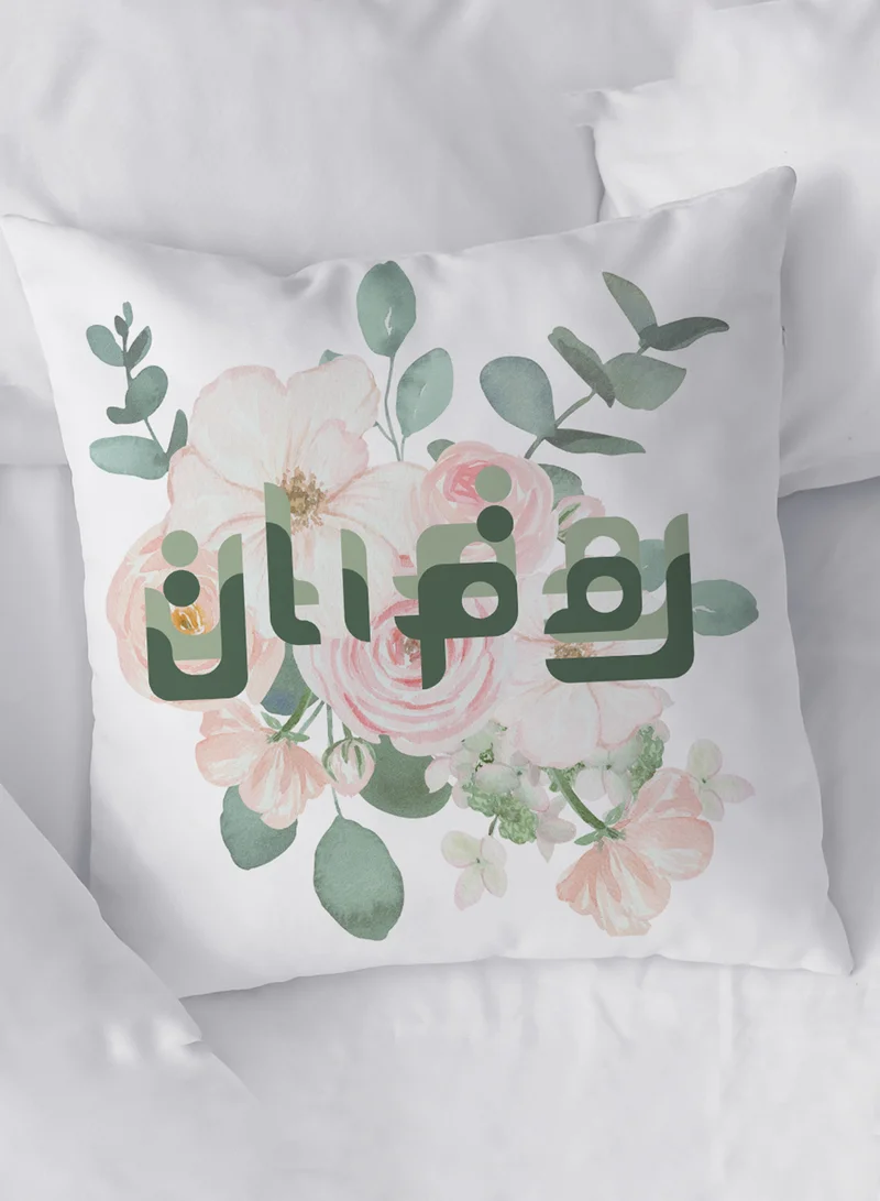 لوحة غطاء وسادة من البوليستر لرمضان بتصميم ورود