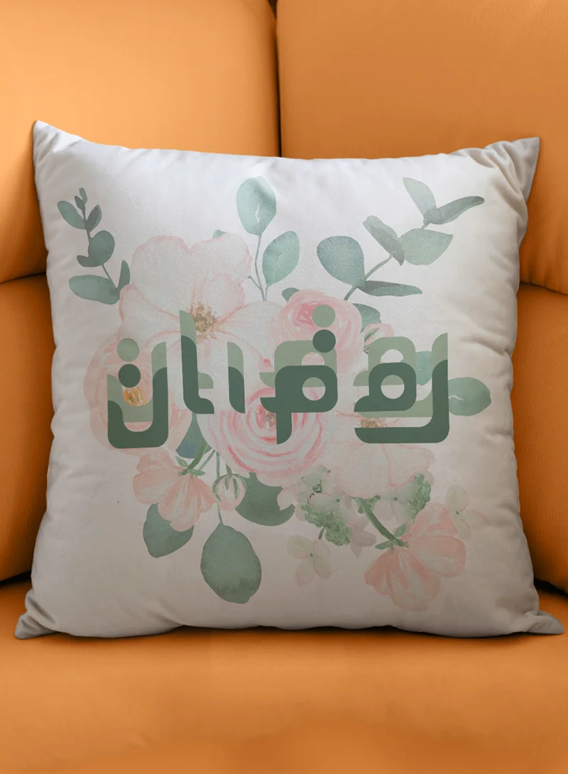 لوحة غطاء وسادة من البوليستر لرمضان بتصميم ورود