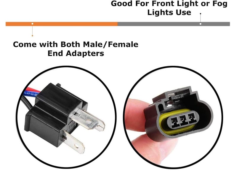 iJDMTOY One Pair 9003 H4 (Male) to H13 9008 (Female) Converter Adapter Socket Wiring Harness Kit - Image 3