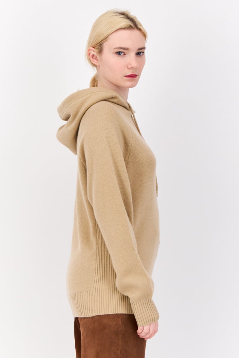 ESPRIT Women Hooded Knitted Sweater, Tan - Image 2