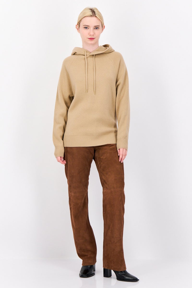 ESPRIT Women Hooded Knitted Sweater, Tan - Image 4