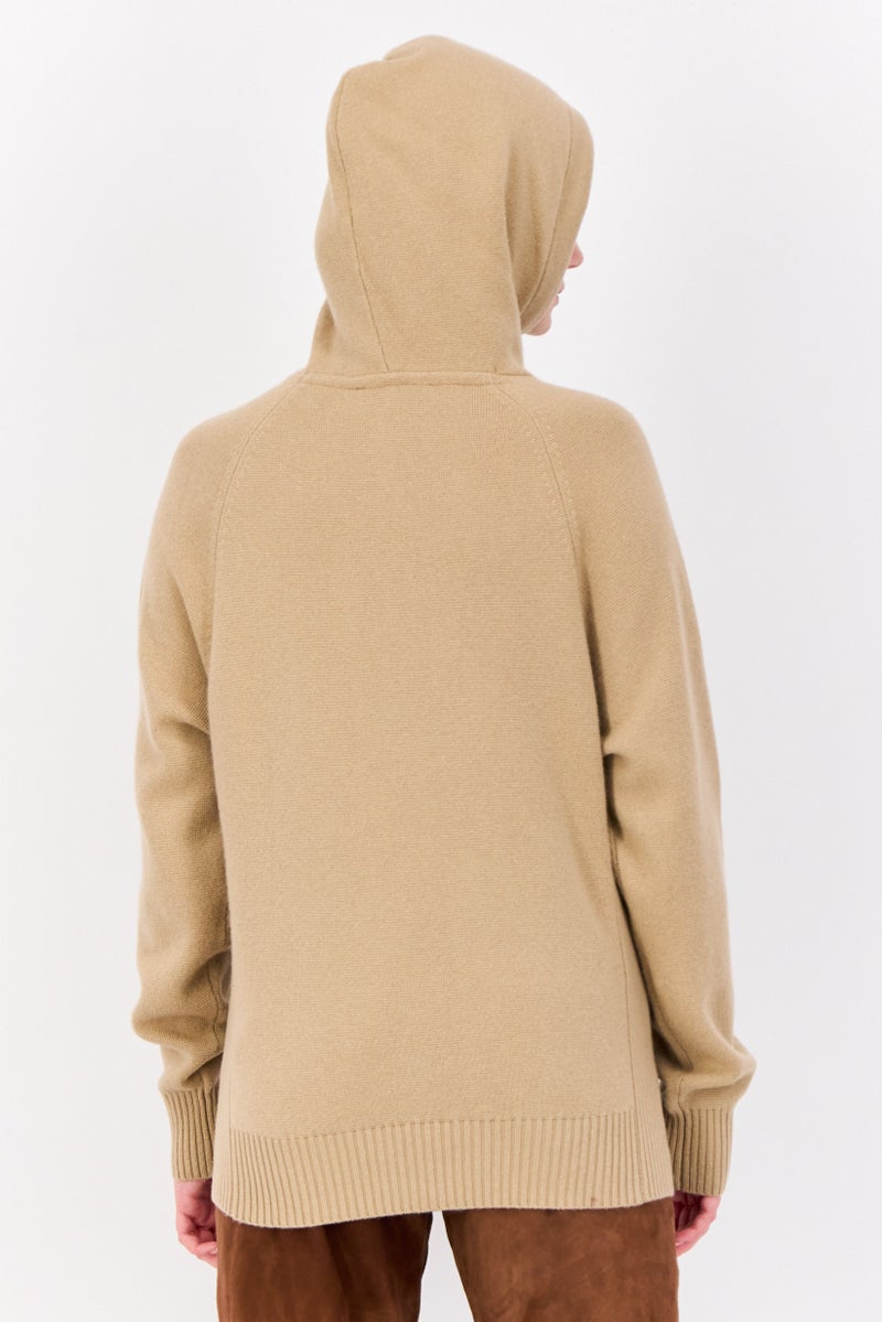 ESPRIT Women Hooded Knitted Sweater, Tan - Image 3