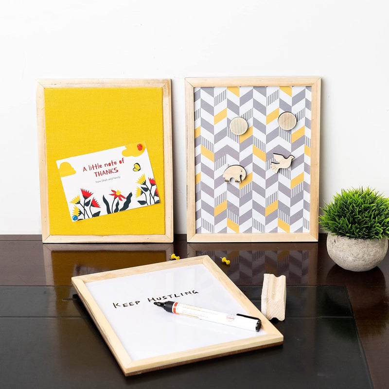 IVEI Whiteboard, Metal board & Pin Board (Small) - Set of 3 - Yellow - Image 1