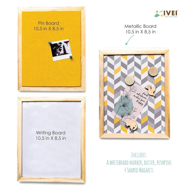 IVEI Whiteboard, Metal board & Pin Board (Small) - Set of 3 - Yellow - Image 5