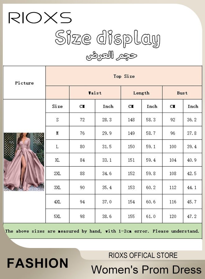 RIOXS Womens Lace Sequin High Split Large Hem Gown High Waist Slimming Long Dress Elegant Wedding After-party Party Dress for Ladies  - Image 5
