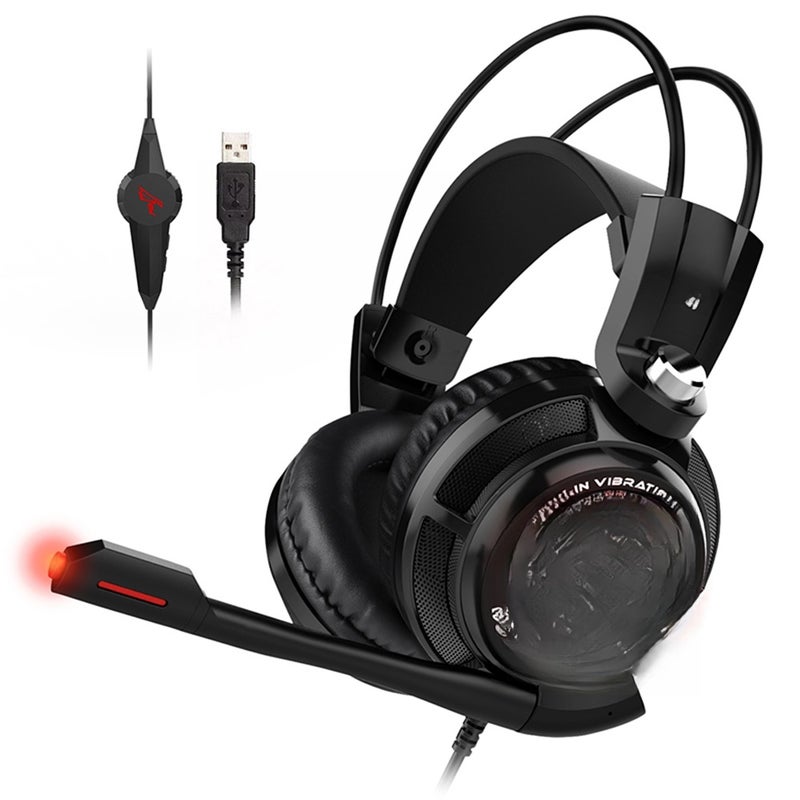 Gaming Headset: Black 40mm Moving Coil Unit - Virtual 7.1 Surround Sound Ergonomic Headset for PC Gaming, Immersive Gameplay - Image 1
