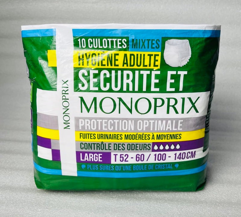 Adult Pull-Up Diapers for Men & Women, monoprix. Large Size (115– 140 cm), Moderate to Heavy Absorbency, Odor Control, Disposable Incontinence Underwear, Comfortable & Secure Fit, (Large) - Image 1