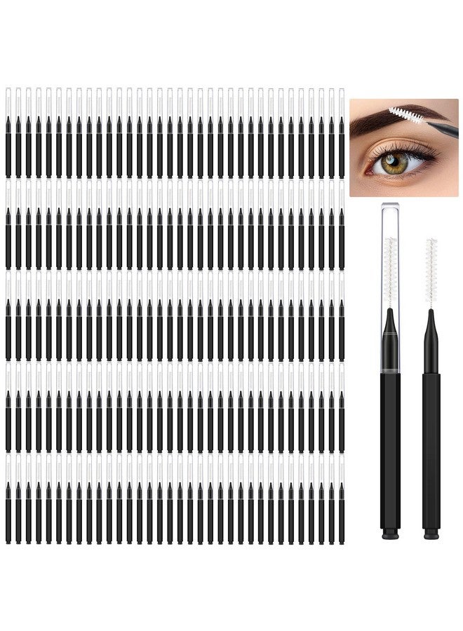 Patelai 150 Pieces Micro Eyebrow Brush With Cap Brow Lamination Brush Eyebrow Spoolie Brush Comb Eyebrow Lash Lift Tools Lash Filler Eyelashes Extensions Eyebrows(Black) - Image 1