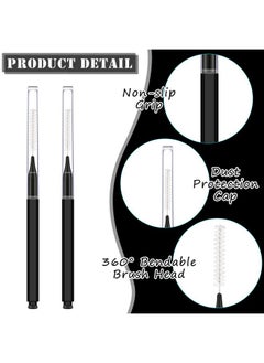 Patelai 150 Pieces Micro Eyebrow Brush With Cap Brow Lamination Brush Eyebrow Spoolie Brush Comb Eyebrow Lash Lift Tools Lash Filler Eyelashes Extensions Eyebrows(Black)  - Image 3