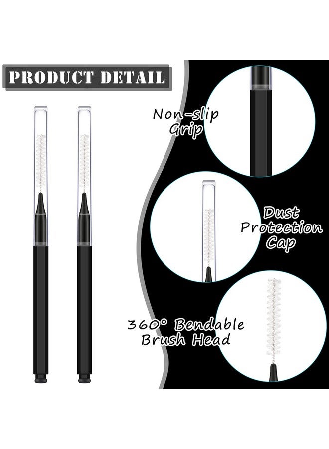 Patelai 150 Pieces Micro Eyebrow Brush With Cap Brow Lamination Brush Eyebrow Spoolie Brush Comb Eyebrow Lash Lift Tools Lash Filler Eyelashes Extensions Eyebrows(Black) - Image 3