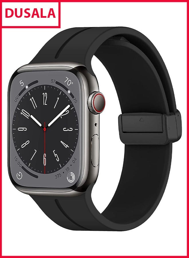DUSALA Magnetic Silicone Watch Band 42mm/44mm Quick Release Strap for Men & Women Soft Skin Friendly Sport Replacement Band for Smartwatch & Analog Watches Durable, Waterproof, Magnetic Folding Clasp for All-Day Comfort - Image 1