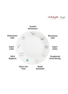 La Opala Diva by La Opala, Pearl Collection, Opal Glass Dinner Set 47 pcs, Zen Garden, White  - Image 4