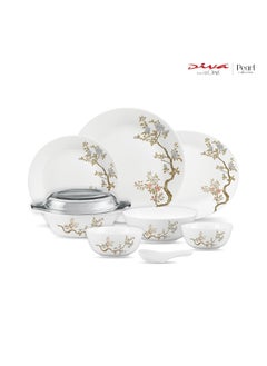 La Opala Diva by La Opala, Pearl Collection, Opal Glass Dinner Set 47 pcs, Zen Garden, White  - Image 2