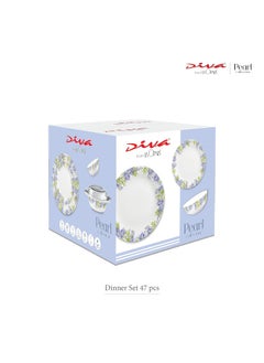La Opala Diva by La Opala, Pearl Collection, Opal Glass Dinner Set 47 pcs, Zen Garden, White  - Image 5