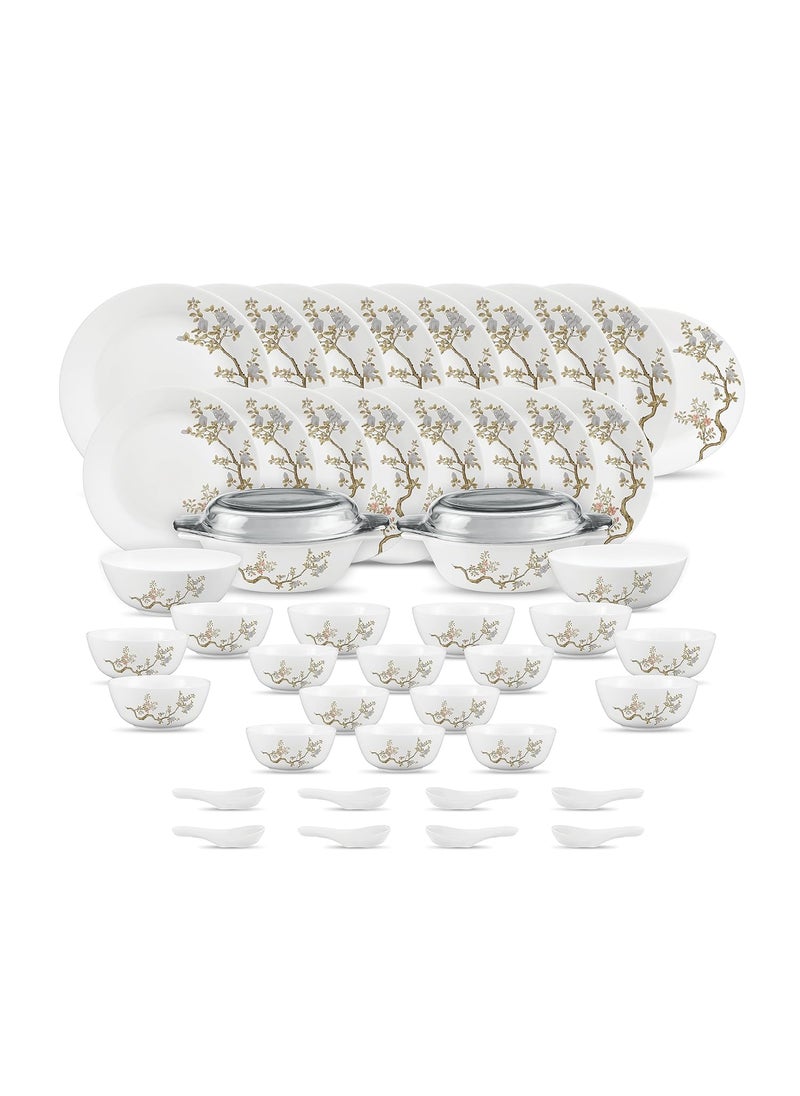 La Opala Diva by La Opala, Pearl Collection, Opal Glass Dinner Set 47 pcs, Zen Garden, White  - Image 1