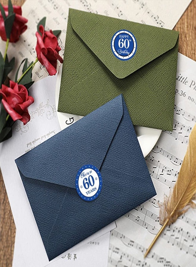 REWIDPARTY Blue 60th Birthday Stickers - 500 PCS Cheers to 60 Years & Happy Birthday Rolls - Image 4