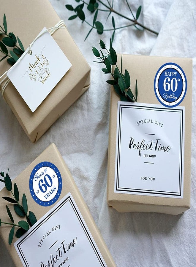 REWIDPARTY Blue 60th Birthday Stickers - 500 PCS Cheers to 60 Years & Happy Birthday Rolls - Image 5