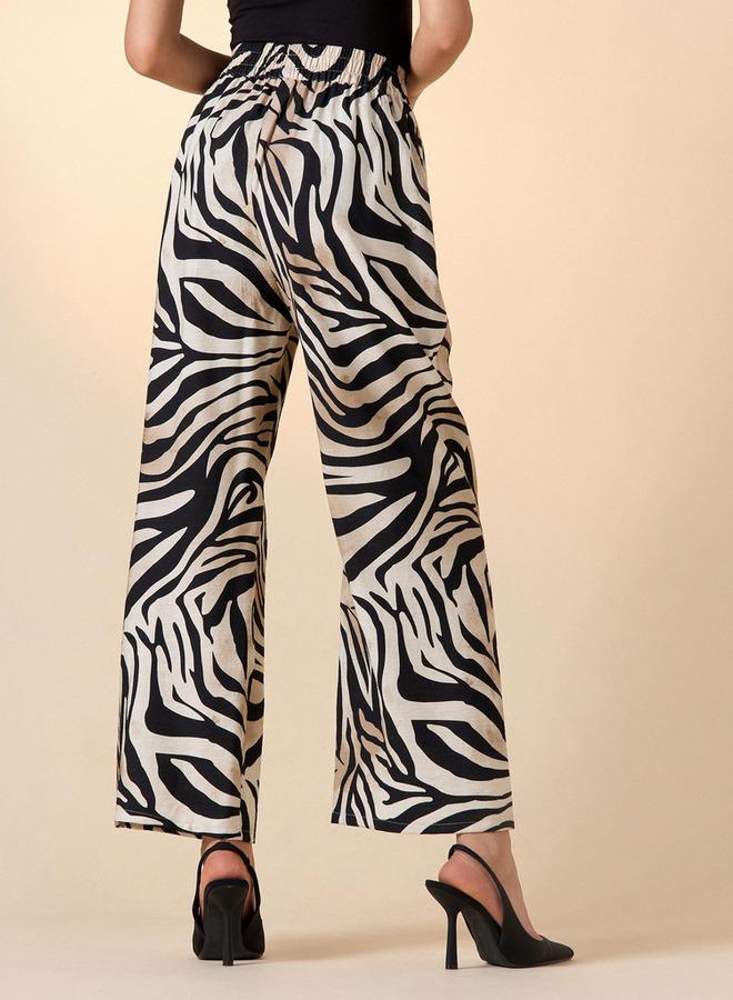 ايكونيك بنطلون بطبعة حيوانات بقصة مريحة مع رباط وجيوب - Image 3