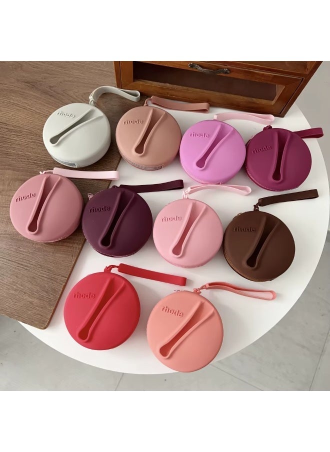 rhode Lipstick Holder Bag Coin Purse – Lip Glaze Organizer Storage Bag with Toast Ribbon Detail (Dark Purple) – Elegant, Compact, Stylish Organizer for Lipsticks, Coins, and Small Essentials, Travel-Friendly, Durable Design - Image 3