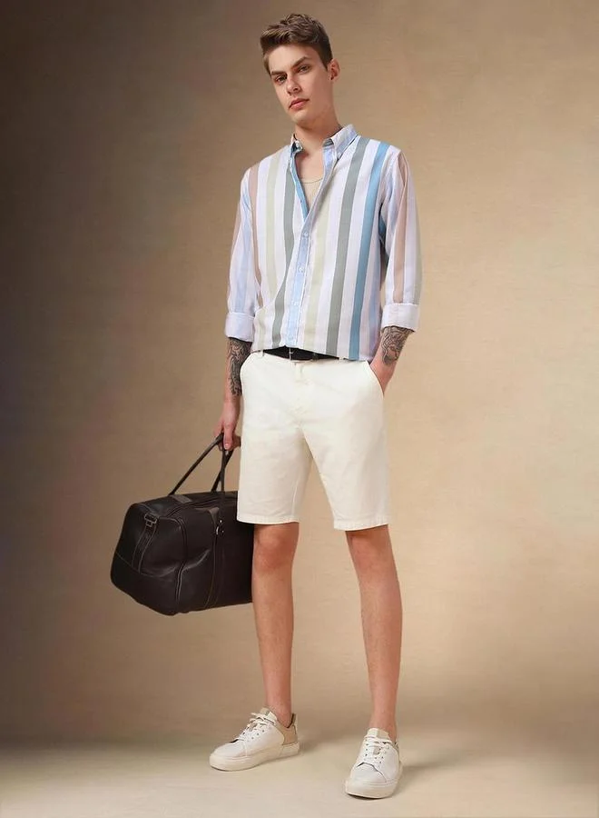 Dennis Lingo Dennis Lingo Striped Button Down Collar Casual Shirt