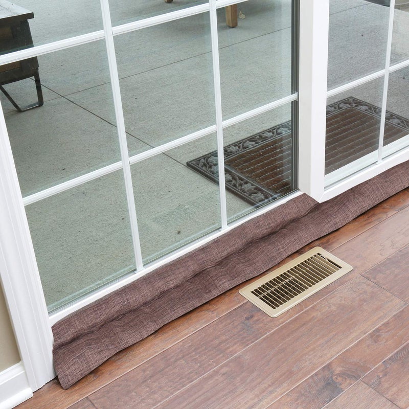 HOME DISTRICT Sliding Door Draft Stopper - Glass Door Draft Blocker, Patio Under Door Draft Stopper, Door Air Blocker Draft Dodger - Approx. 71" Long - Brown Tweed - Image 4