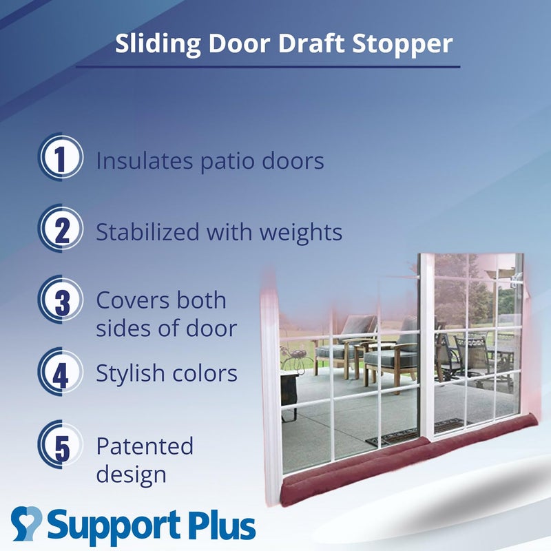 HOME DISTRICT Sliding Door Draft Stopper - Glass Door Draft Blocker, Patio Under Door Draft Stopper, Door Air Blocker Draft Dodger - Approx. 71" Long - Brown Tweed - Image 2