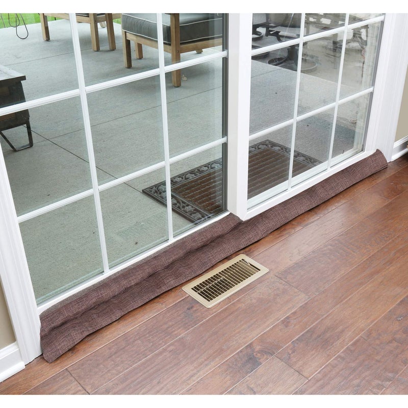 HOME DISTRICT Sliding Door Draft Stopper - Glass Door Draft Blocker, Patio Under Door Draft Stopper, Door Air Blocker Draft Dodger - Approx. 71" Long - Brown Tweed - Image 5