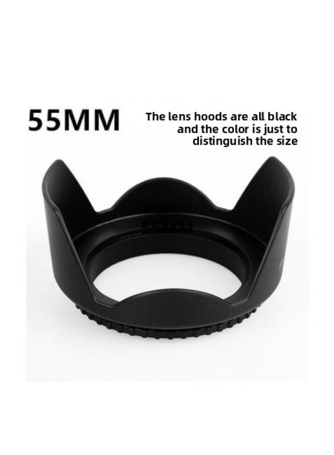 Generic Universal Screw Hood 49mm/ 58mm 62mm 67mm 72mm 77mm 55mm Backlocking Lens-Body Color:Black  - Image 1